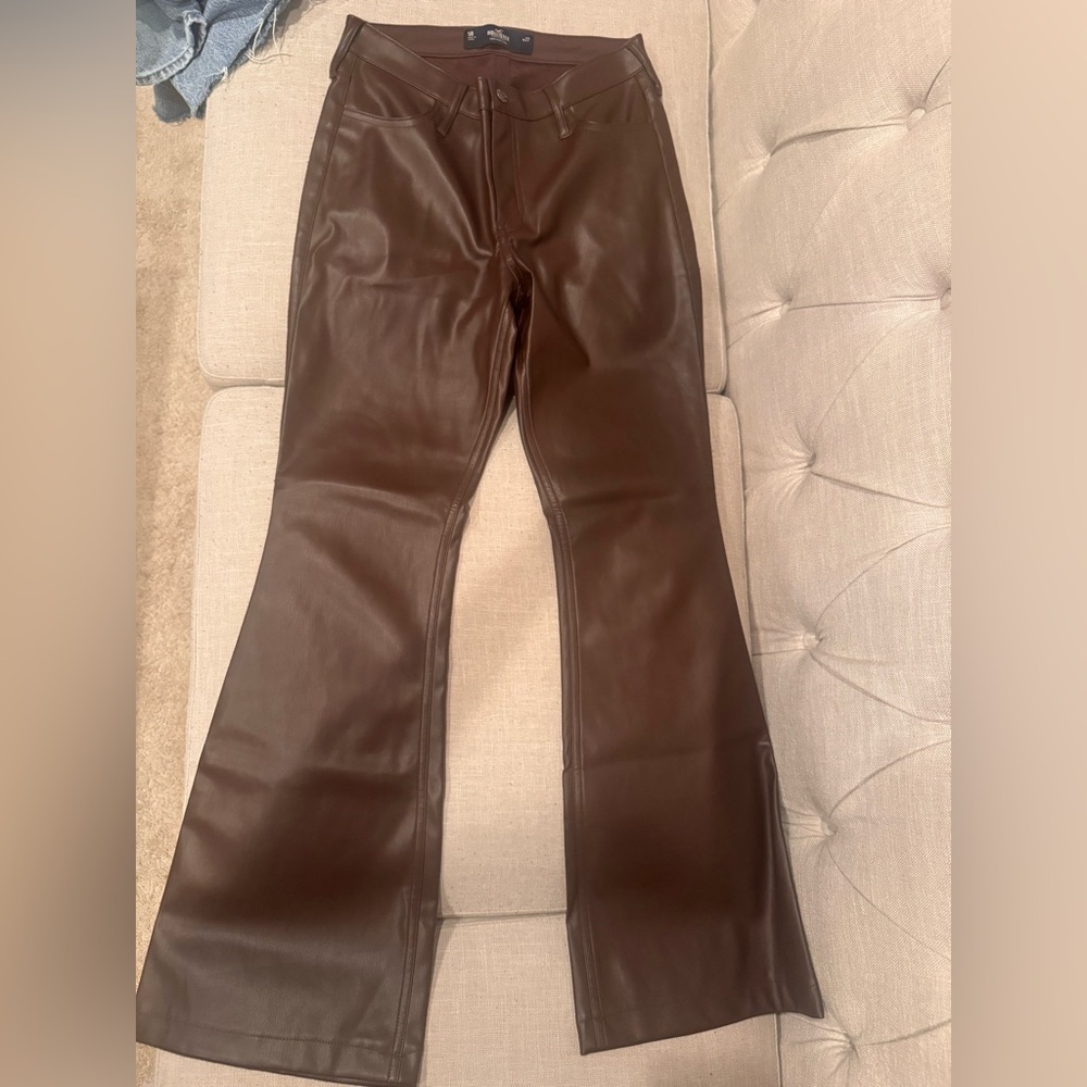 Hollister Brown Flare Leather Pants